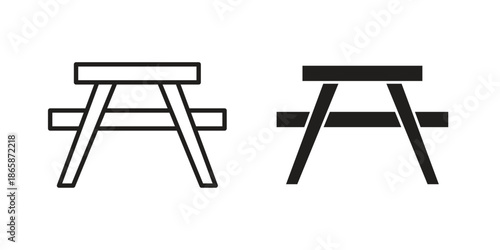 Camping table icons set designed in filled, outline, line and stroke style