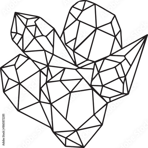crystal and gemstone coloring pages featuring clean black line art and detailed faceted shapes.