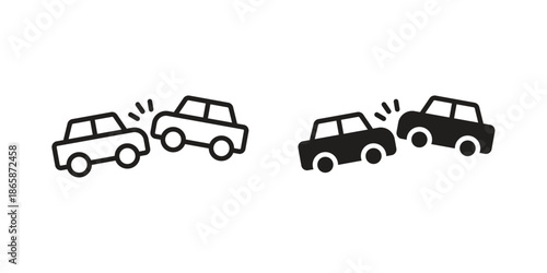Car accident icons set designed in filled, outline, line and stroke style
