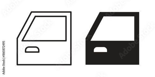 car door icons set designed in filled, outline, line and stroke style