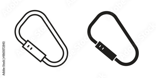 Carabiner icons set designed in filled, outline, line and stroke style