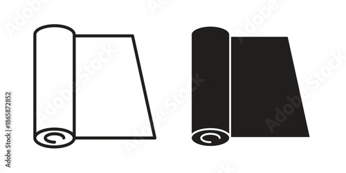 Carpet roll icons set designed in filled, outline, line and stroke style
