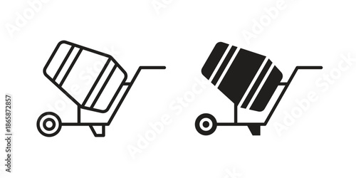 cement mixers icons set designed in filled, outline, line and stroke style