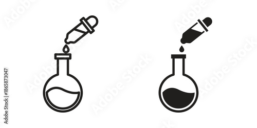 Chemical test icons set designed in filled, outline, line and stroke style