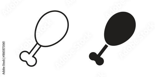 Chicken leg icons set designed in filled, outline, line and stroke style