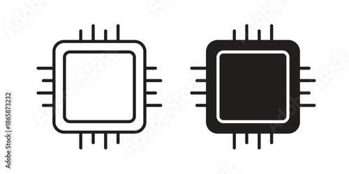 Chip icons set designed in filled, outline, line and stroke style