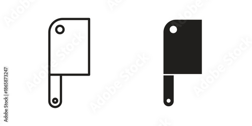 Chopper knife icons set designed in filled, outline, line and stroke style
