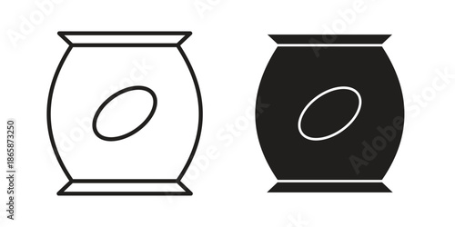 Chips bag icons set designed in filled, outline, line and stroke style