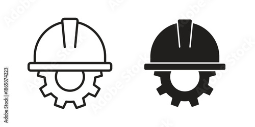 Construction worker icons set designed in filled, outline, line and stroke style
