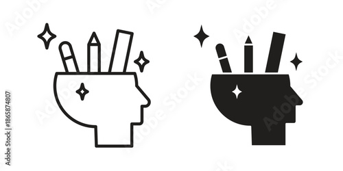 Creativity icons set designed in filled, outline, line and stroke style