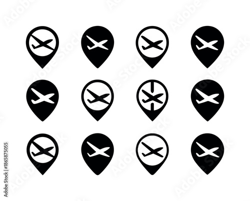 Gliding Logo Variations. gliding. Icon set. Set Logo of gliding: altitude marker. harmonious logo variations of the same emblematic concept, each