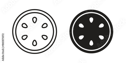 Cucumber slice icons set designed in filled, outline, line and stroke style