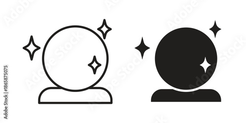 Crystal ball icons set designed in filled, outline, line and stroke style