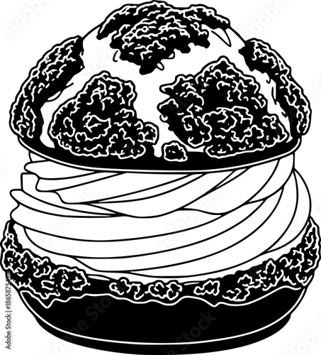 Sweet Bun Pastry Dessert Vector Icon Illustration