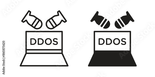 Ddos icons set designed in filled, outline, line and stroke style