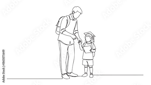 Father and child graduating, symbolizing achievement and parental pride in education