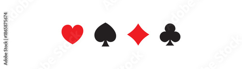 playing cards, card suits, hearts, spades, diamonds, clubs, red, black, circles, symbols, game, casino, gambling, design, graphic, illustration, icon, set, collection, isolated, white background, poke