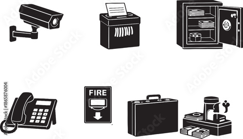 Bank Internal Safety & Office Essentials Silhouette Bundle eps