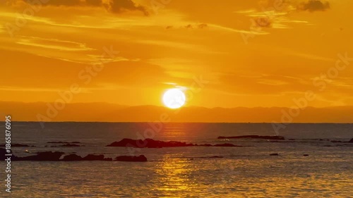 三浦半島から望む伊豆半島の夕景