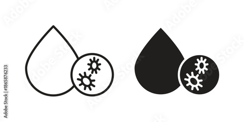 Dirty water drop icons set designed in filled, outline, line and stroke style