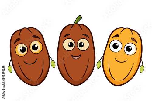 Three happy cartoon dates smiling together on black background