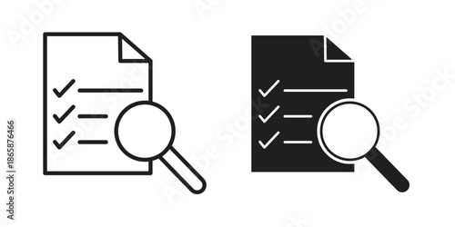 Document verification icons set designed in filled, outline, line and stroke style