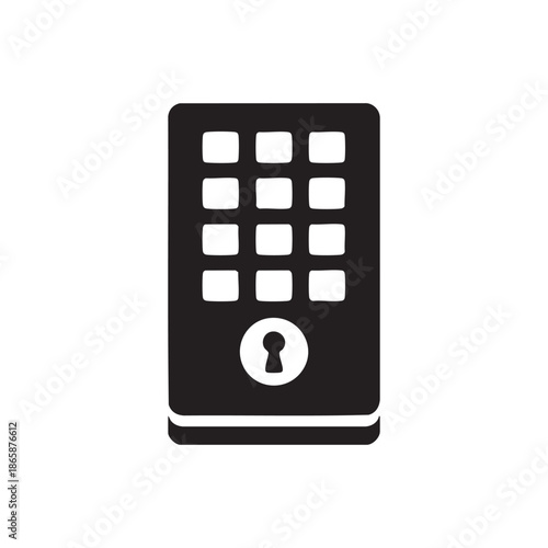 Black and white vector keypad door lock icon secure access keyhole security illustration