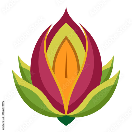 Stylized abstract lotus flower with vibrant colors