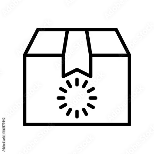 Processing Package Line Icon, Delivery Box with Loading Spinner Symbol, Order In Progress and Status Sync Vector Illustration