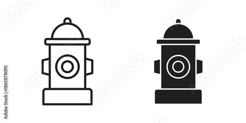 Fire hydrant icons set designed in filled, outline, line and stroke style