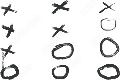 A tic tac toe game board with hand drawn x and o symbols
