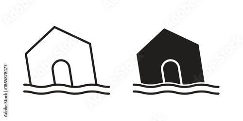 Flood icons set designed in filled, outline, line and stroke style