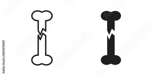 Fracture icons set designed in filled, outline, line and stroke style