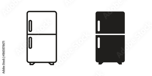 Fridge icons set designed in filled, outline, line and stroke style