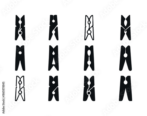 Laundry Pin Logos. Laundry Pin. Icon set. Set Logo of Laundry Pin: premium metal laundry pin. harmonious logo variations of the same emblematic concept, each