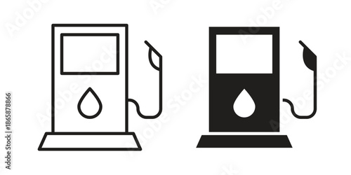 Gas station icons set designed in filled, outline, line and stroke style