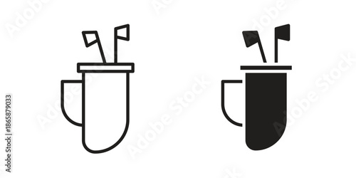 Golf bag icons set designed in filled, outline, line and stroke style