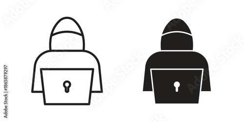 Hacker icons set designed in filled, outline, line and stroke style