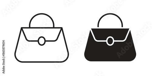 Handbag icons set designed in filled, outline, line and stroke style