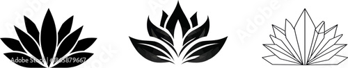 Black Silhouette of Layered Lotus Blossom Emblem Symbolizing Spiritual and Floral Geometry in Yoga for Perfect Harmony’ changes to ‘Spiritual Emblem of Layered Lotus Blossom in Black Silhouette