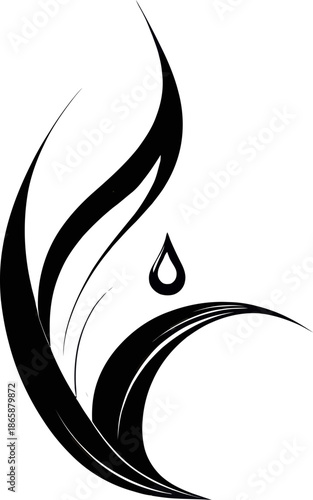 Modern representation of a resilient desert plant stretching towards rain, embodying the concept of dynamic action and thirst through a stylized silhouette