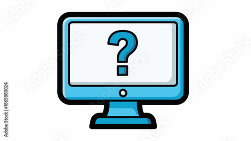 Computer monitor displaying a question mark symbol