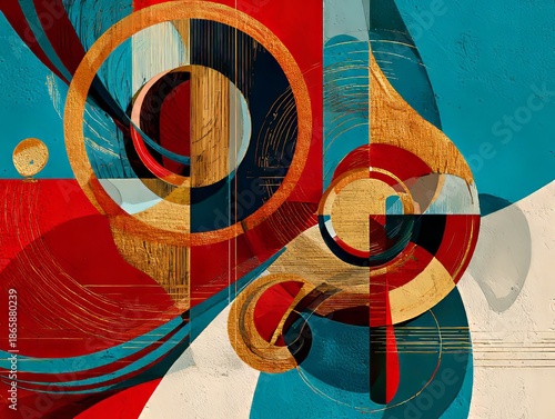 Vibrant Abstract Composition with Circular Elements