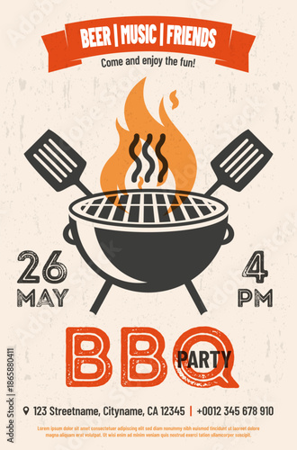 BBQ Party Invitation with Grilling Theme Elements