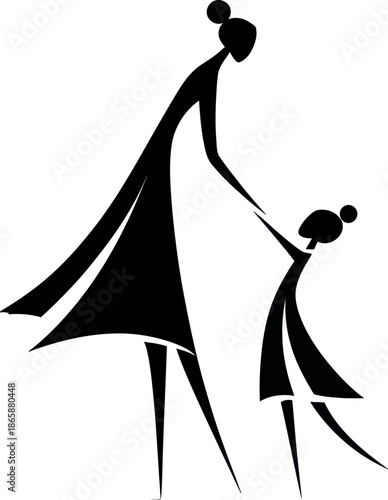 On the ground, a parent teaches their child, creating a poignant modern silhouette that highlights their family bonding