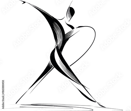 Elegant Black Form of Leaping Dancer Capturing the Essence of Modern Art and Dynamic Movement