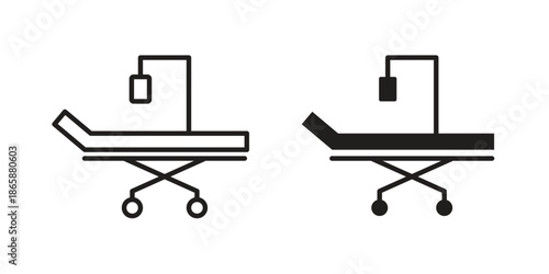 Hospital bed icons set designed in filled, outline, line and stroke style