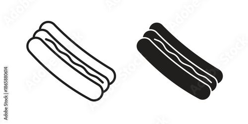 Hot dog icons set designed in filled, outline, line and stroke style