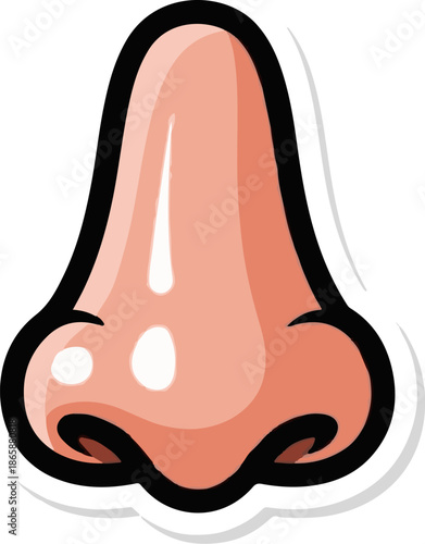 Cartoonish human nose illustration with bold black outline and subtle shading