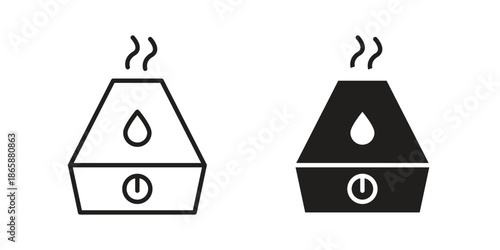 Humidifiers icons set designed in filled, outline, line and stroke style